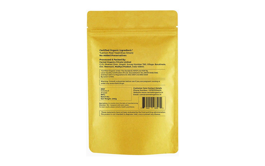 Carmel Organics Lemon Peel Tea    Pack  200 grams